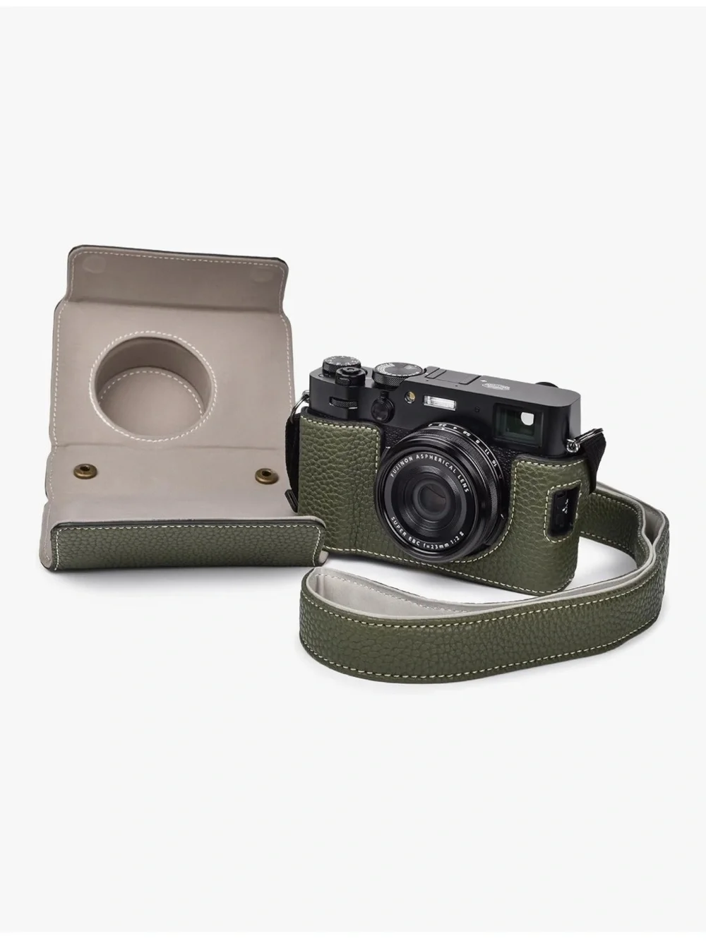 Leather Camera Case Compatible with X100VI Digital Camera with strap - Green